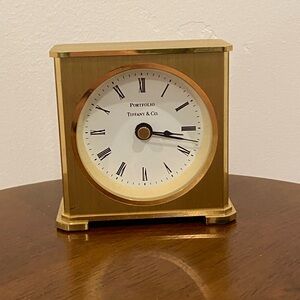 vintage Tiffany & co portfolio brass clock small